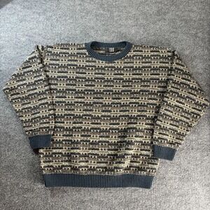 Vintage TSR Sweater Mens Large Multicolor Coogi Style Knit Crewneck USA 90s